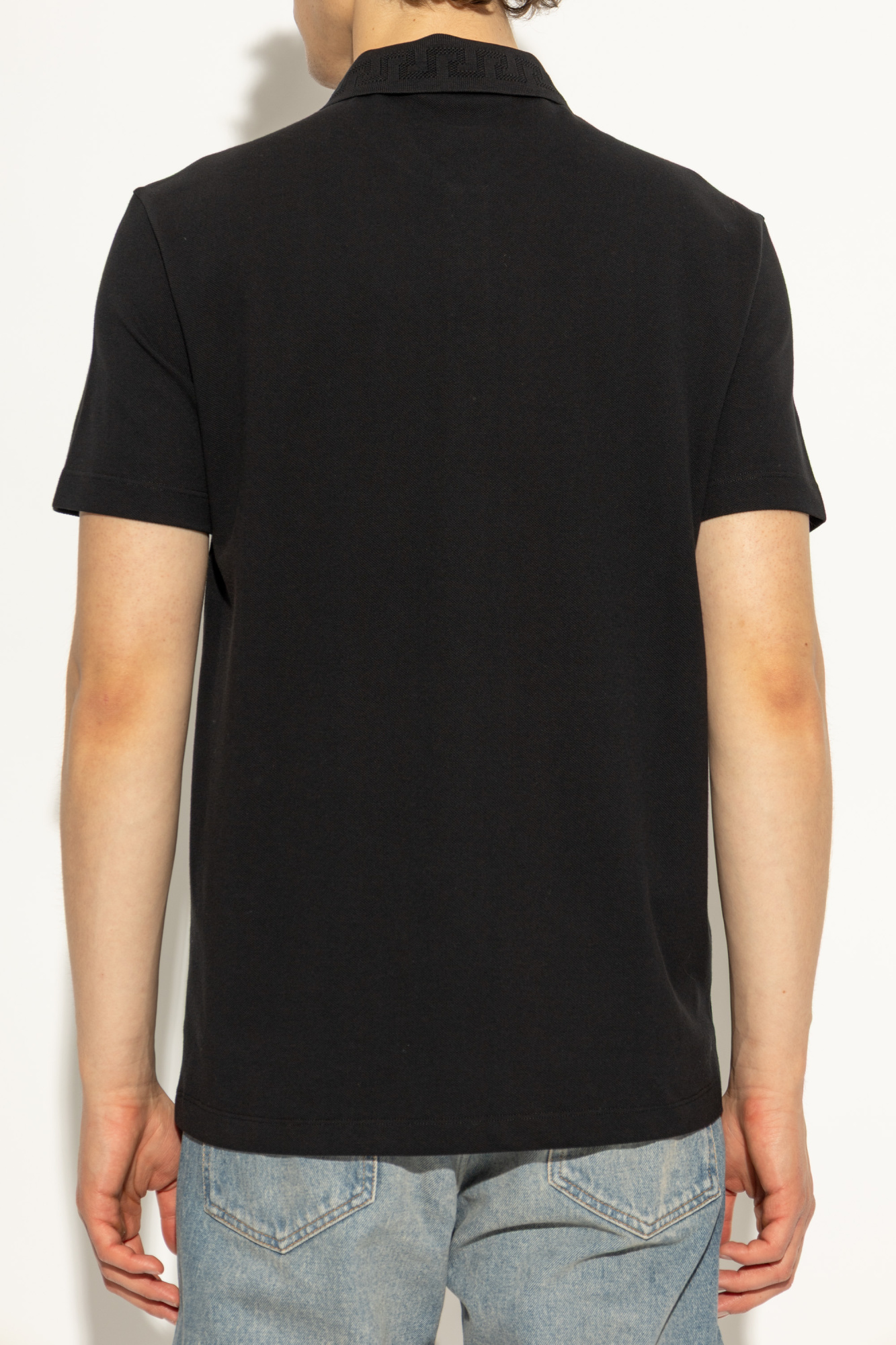Tシャツ・カットソー VERSACE SS25 Black piquet polo shirt (10139061A12345 1B000) 1aa30e237160fbc89f898cdfd5f1bf